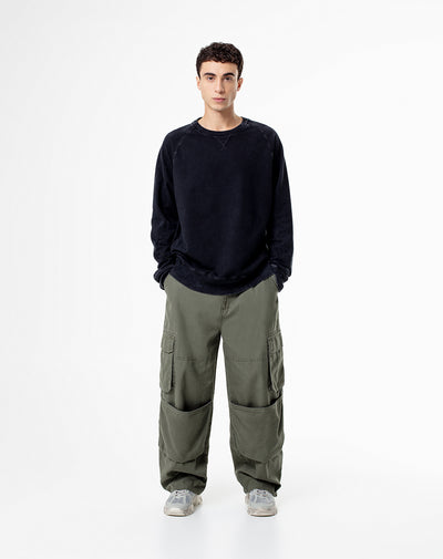 Pantalón loose fit tiro medio verde