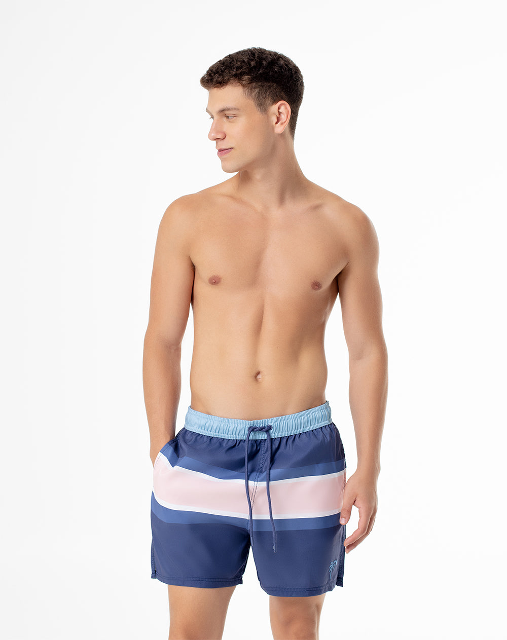 Pantaloneta azul bloques