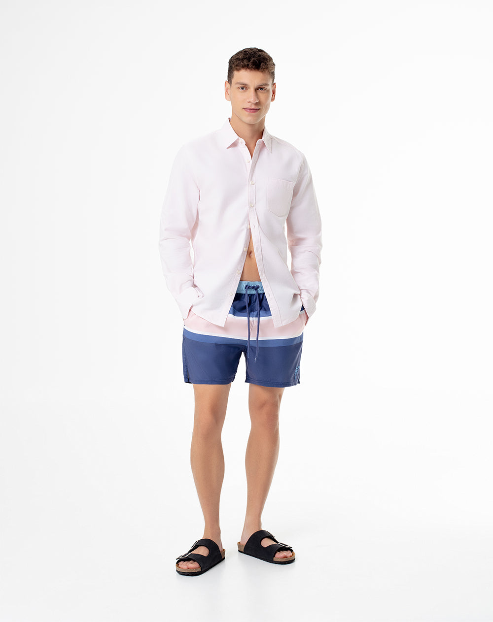 Pantaloneta azul bloques