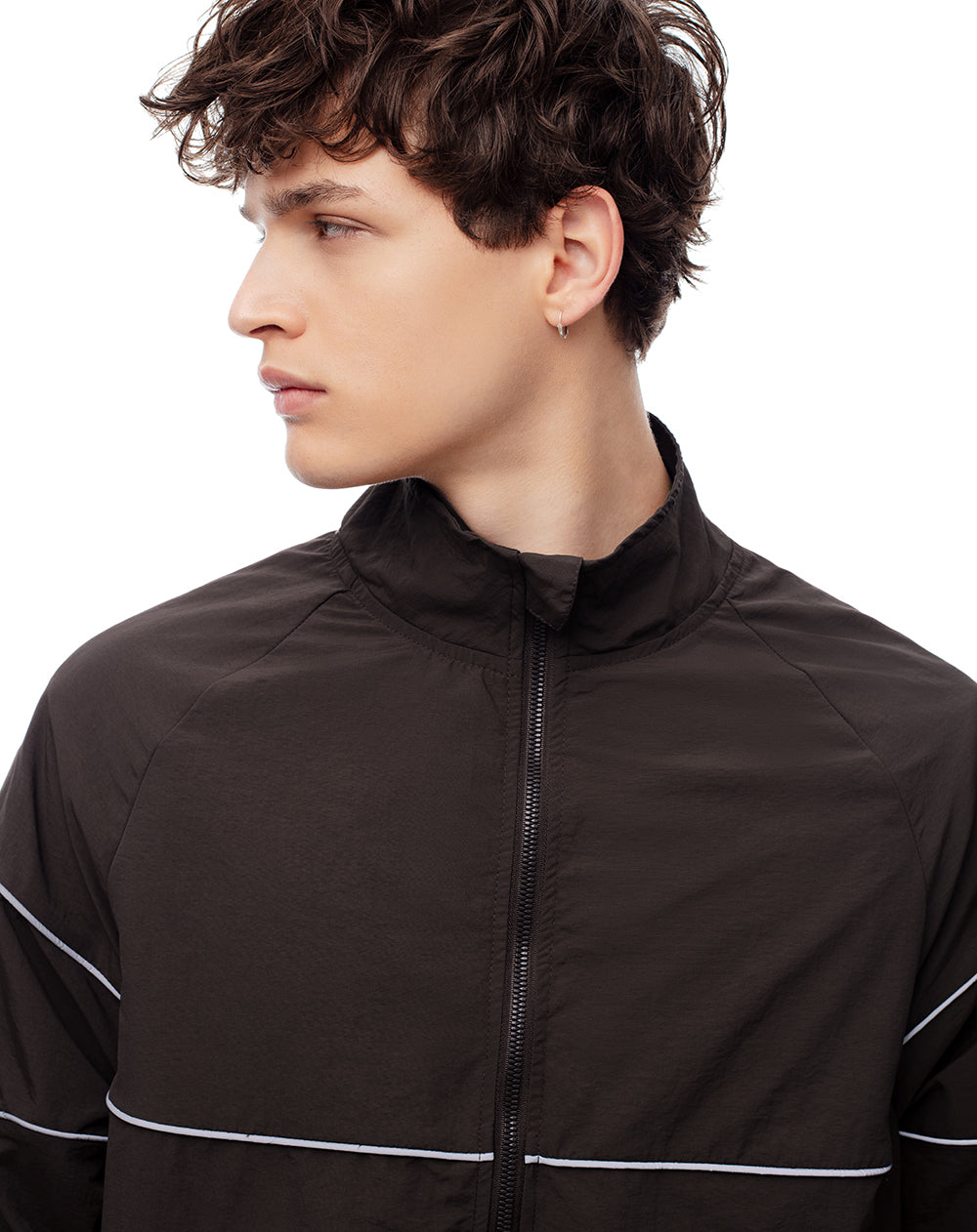 Chaqueta oversized fit sin capucha chocolate