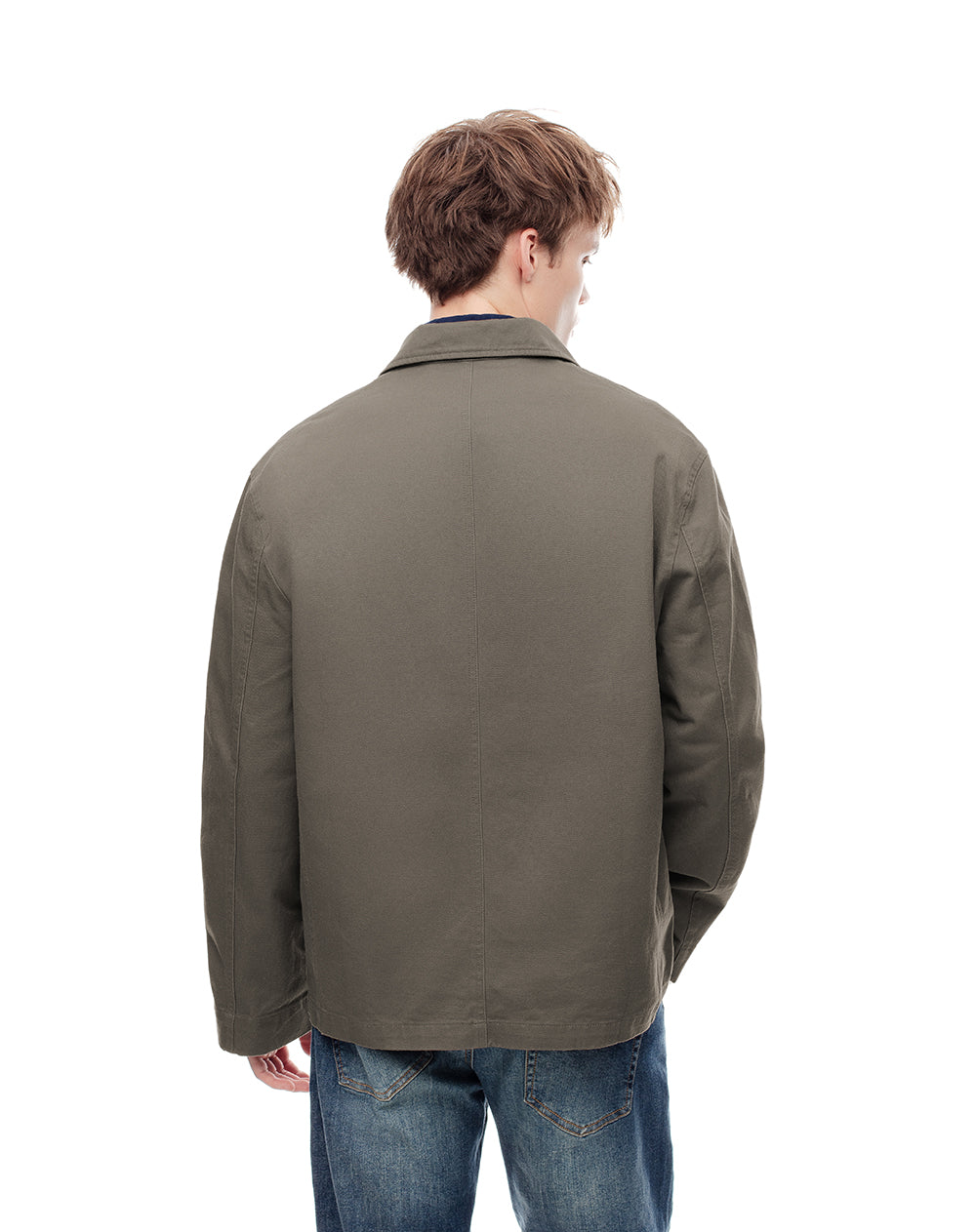 Chaqueta loose fit sin capucha café