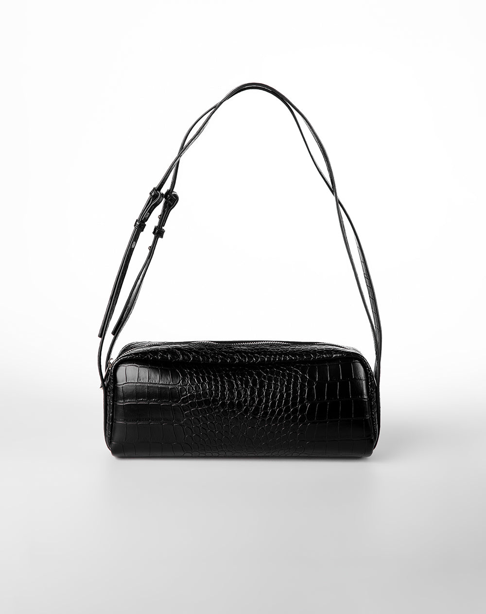 Bolso baguette texturizado negro mujer