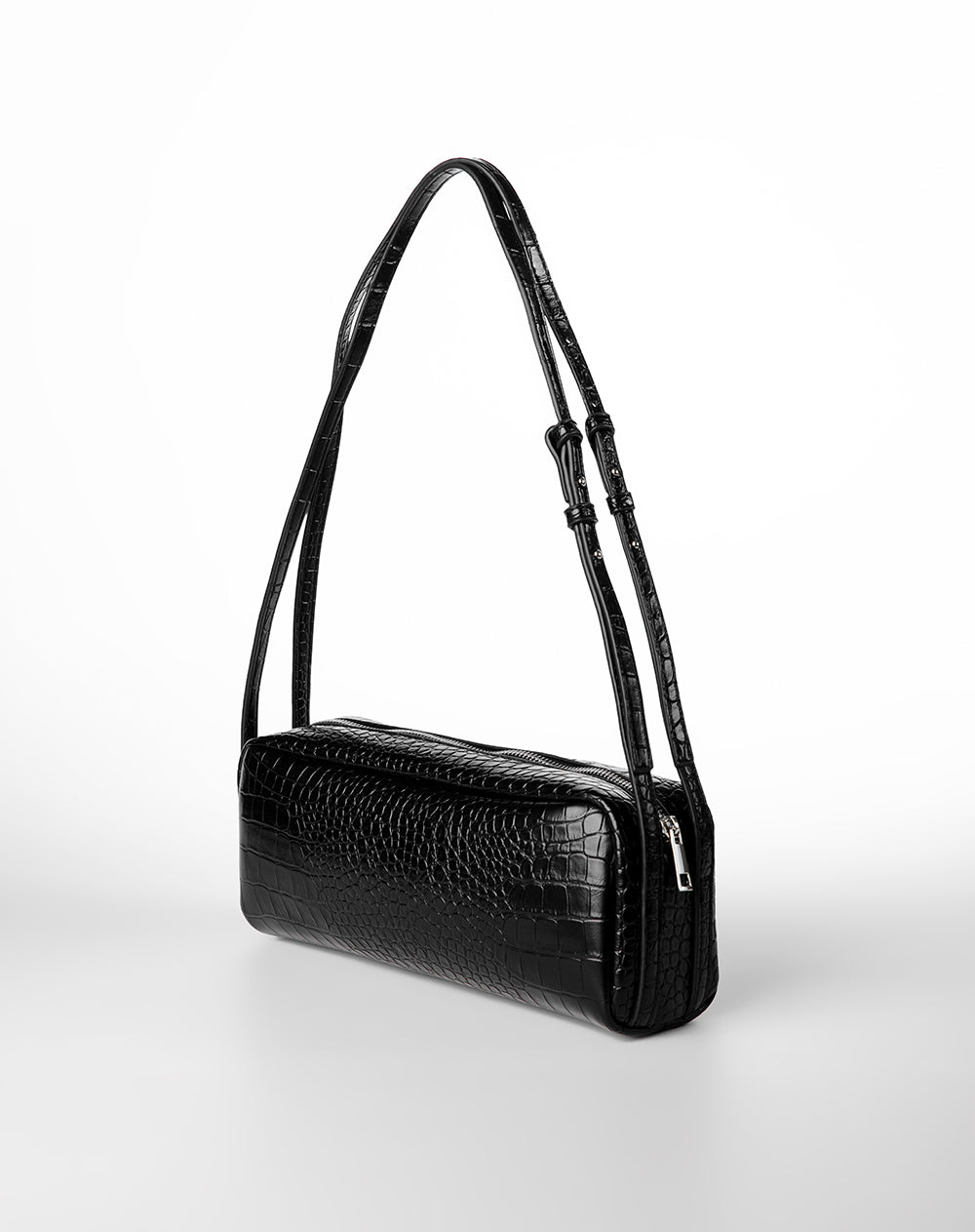 Bolso baguette texturizado negro mujer