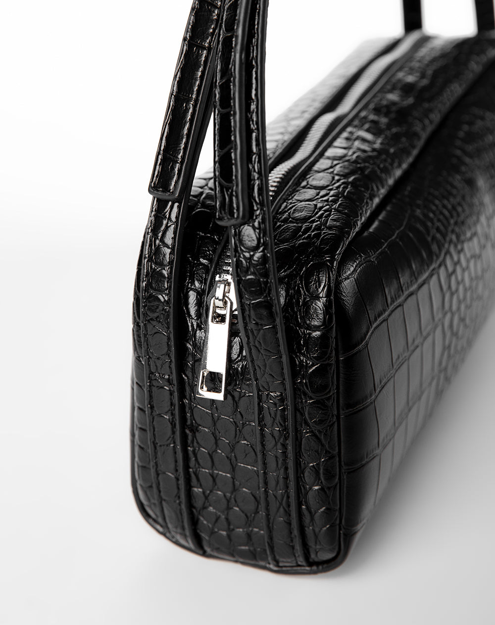 Bolso baguette texturizado negro mujer