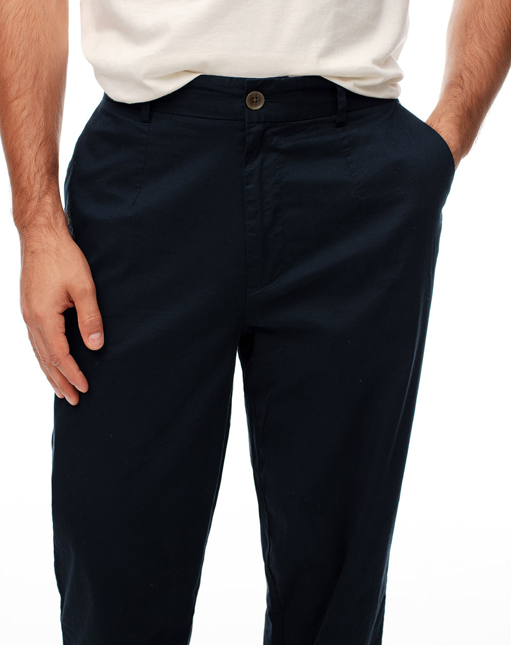 Pantalón regular fit tiro medio azul
