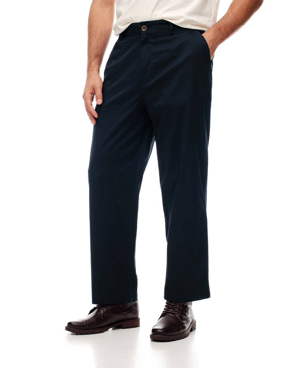 Pantalón regular fit tiro medio azul