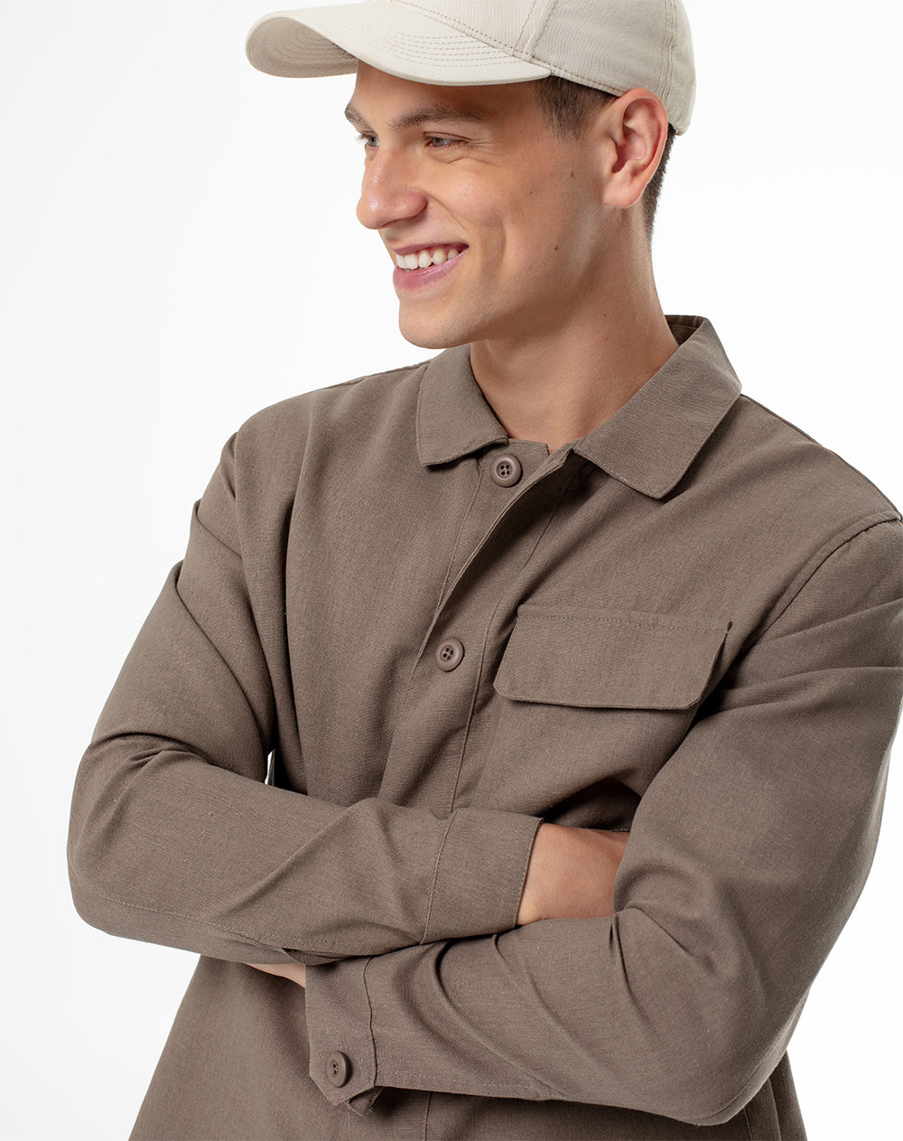 Chaqueta regular fit sin capucha café