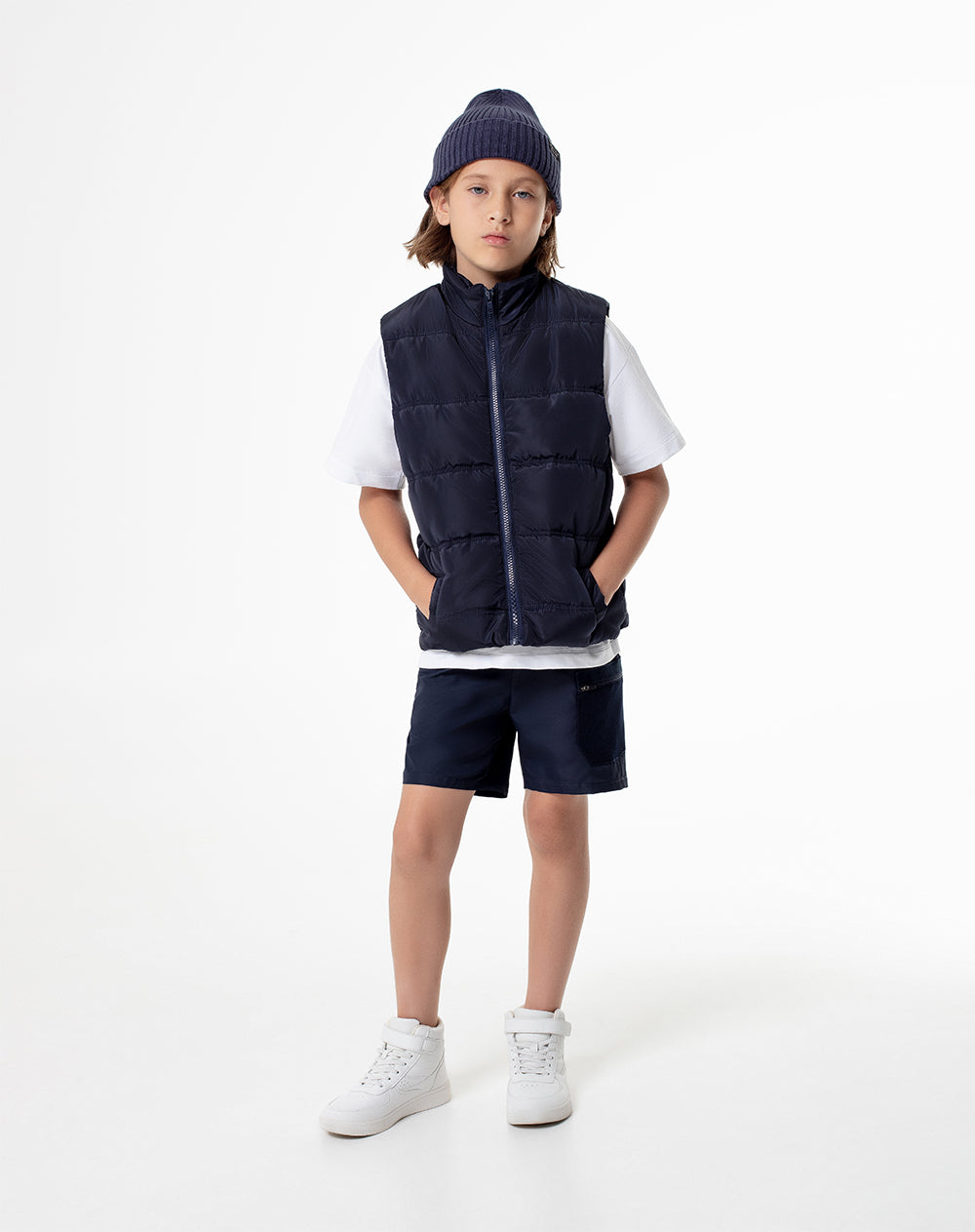 Chaleco regular fit sin capucha azul