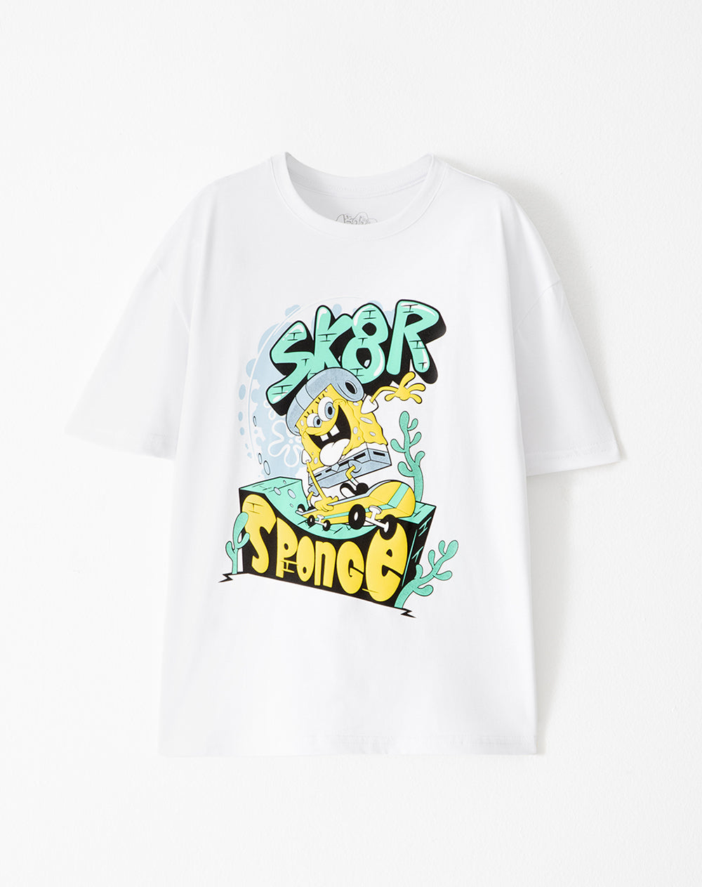 Camiseta bob esponja manga corta blanca