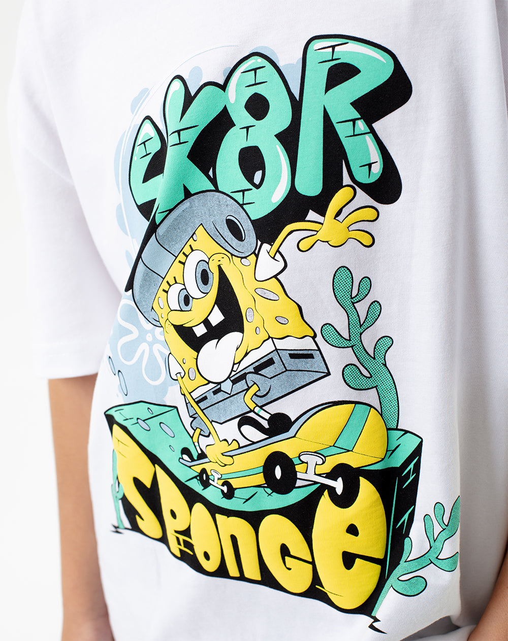Camiseta bob esponja manga corta blanca