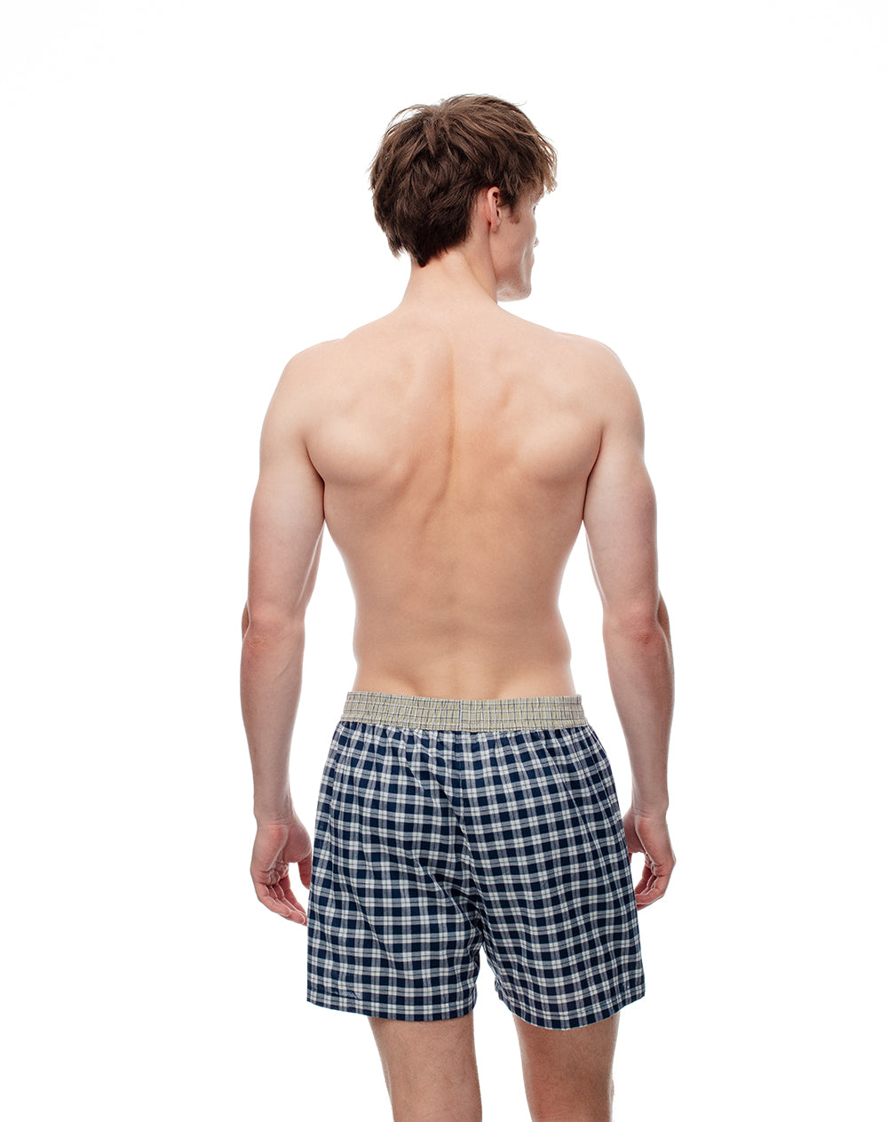 Bóxer largo elastico recubierto azul cuadros