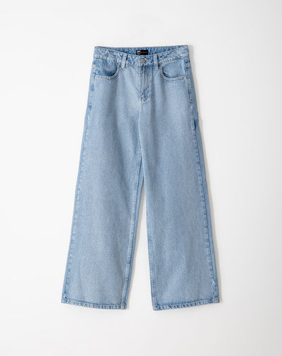 Jean regular fit tiro medio indigo claro