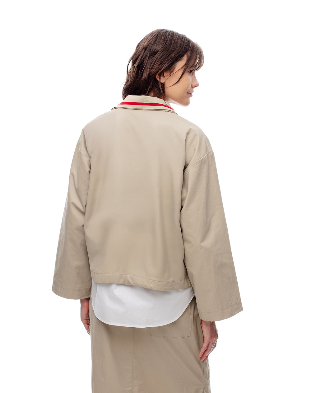 Chaqueta holgada algodón caqui mujer