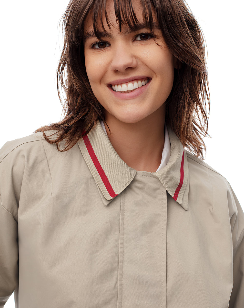 Chaqueta holgada algodón caqui mujer