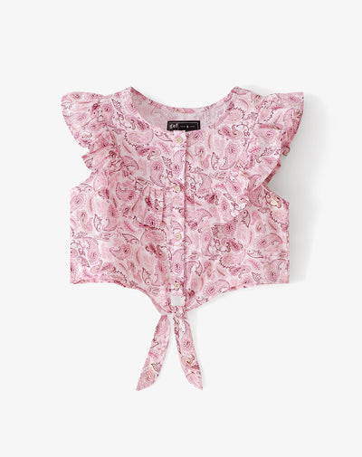 Camisa regular fit rosada estampada