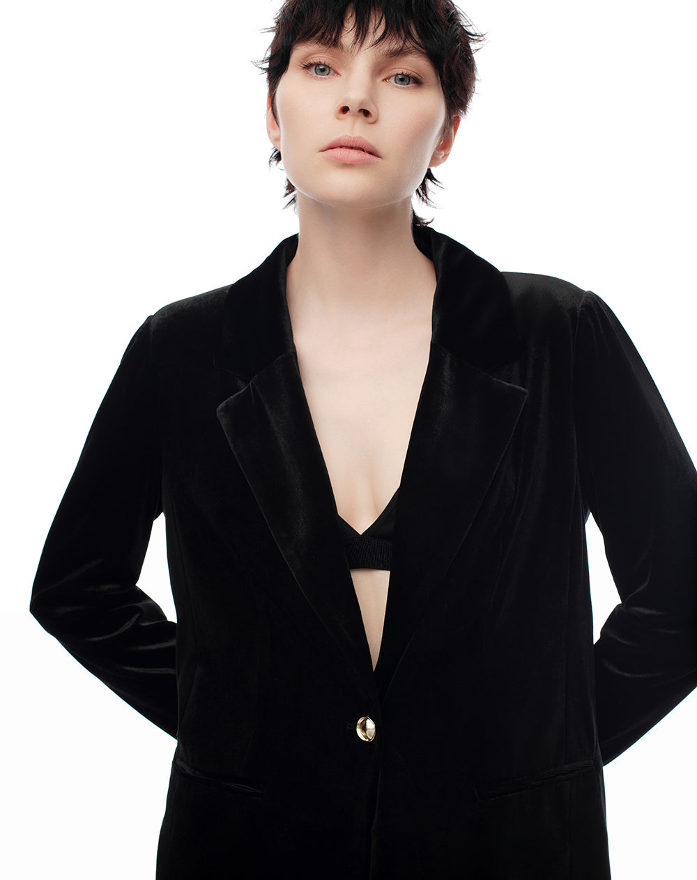 Chaqueta oversized fit sin capucha negra