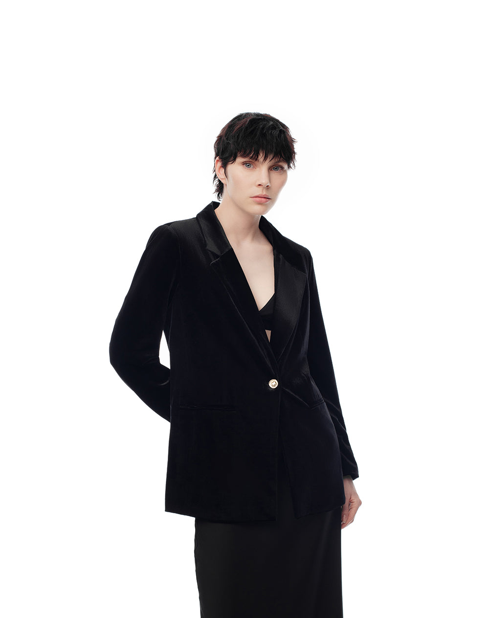 Chaqueta oversized fit sin capucha negra
