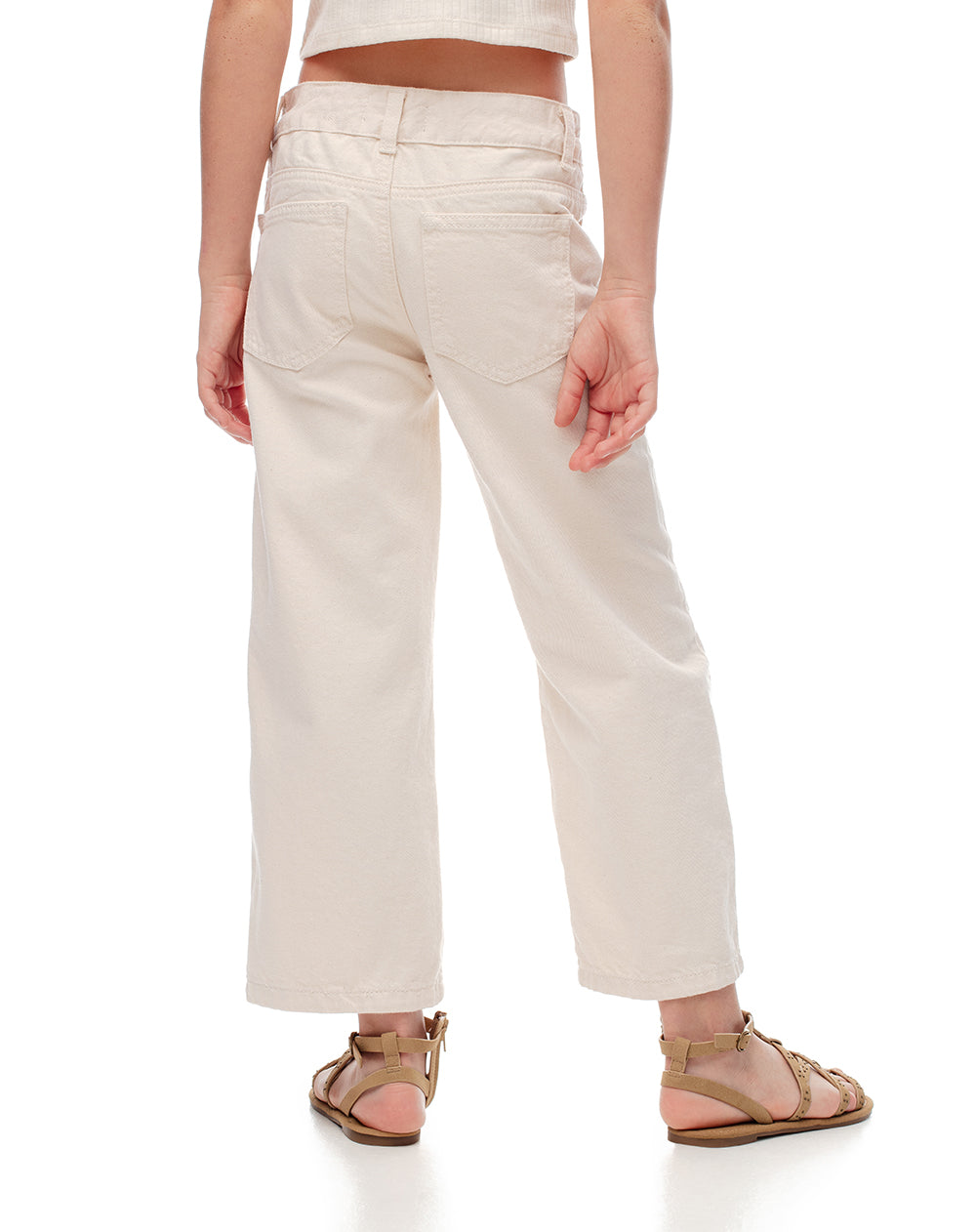 Jean regular fit tiro medio en drill crema
