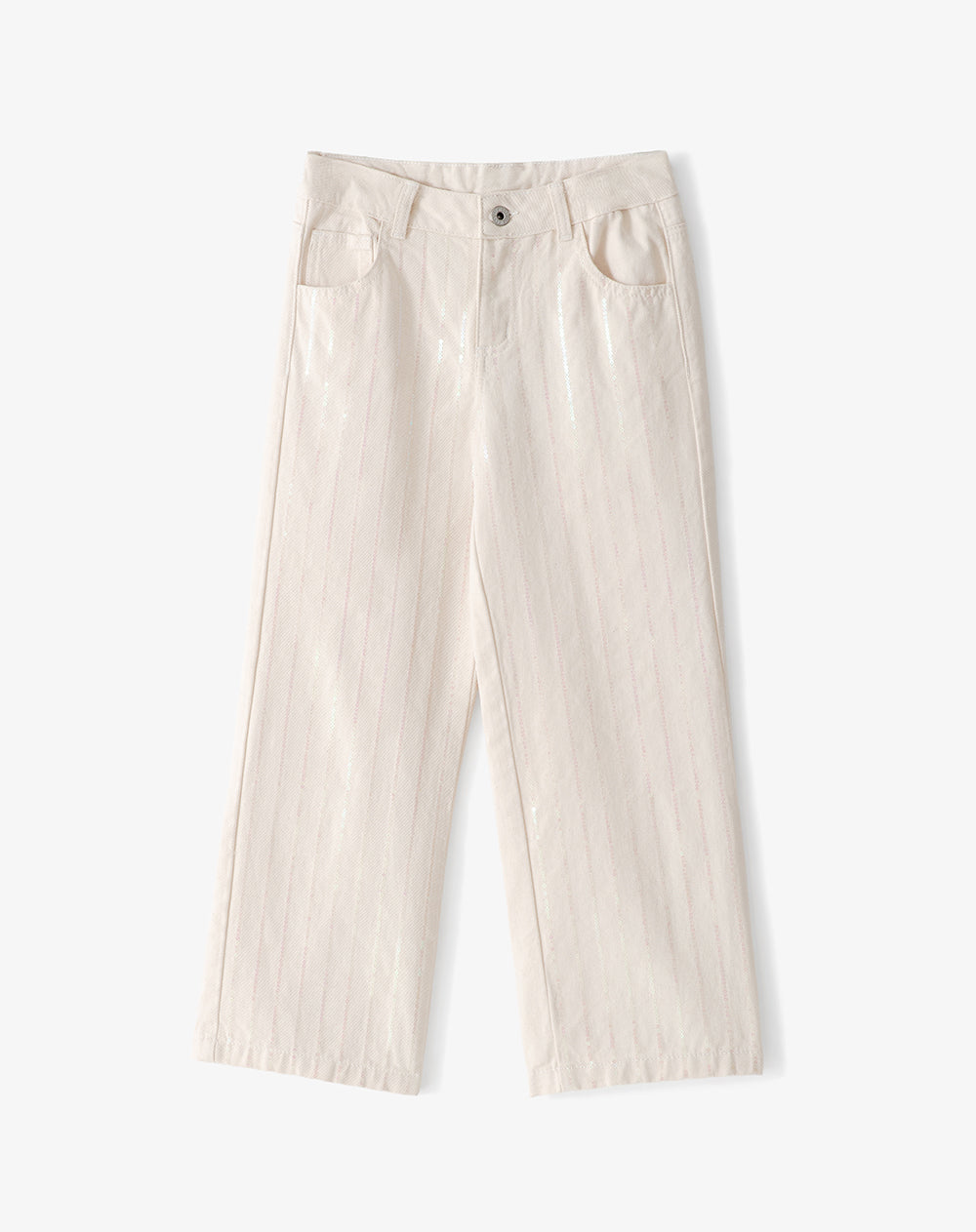 Jean regular fit tiro medio en drill crema