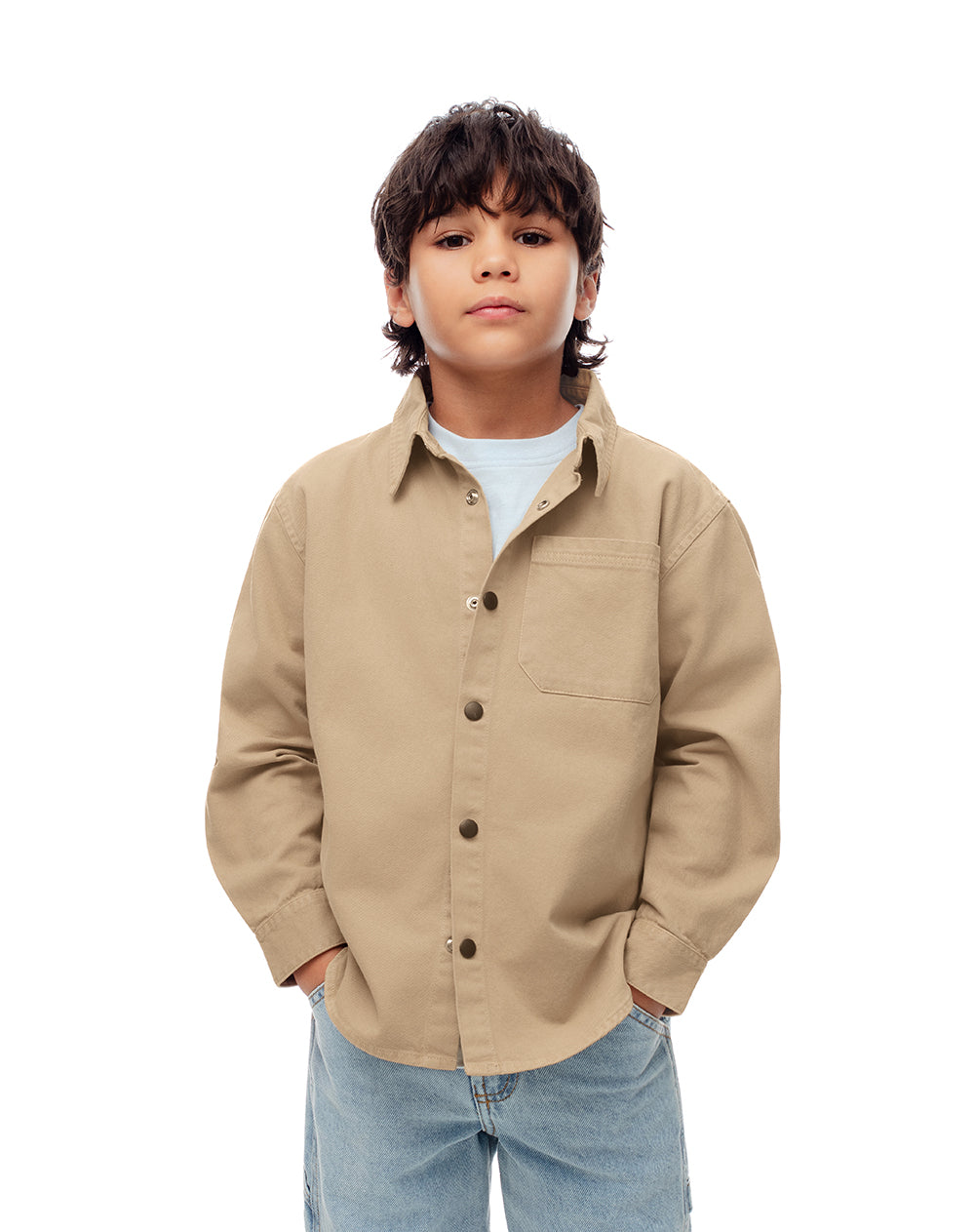 Camisa regular fit manga larga habana