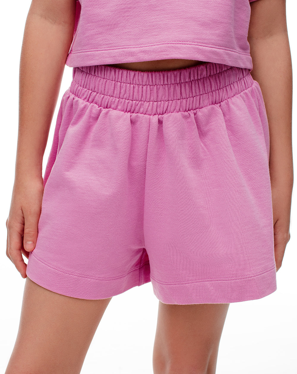 Conjunto camiseta + short algodón fucsia niña