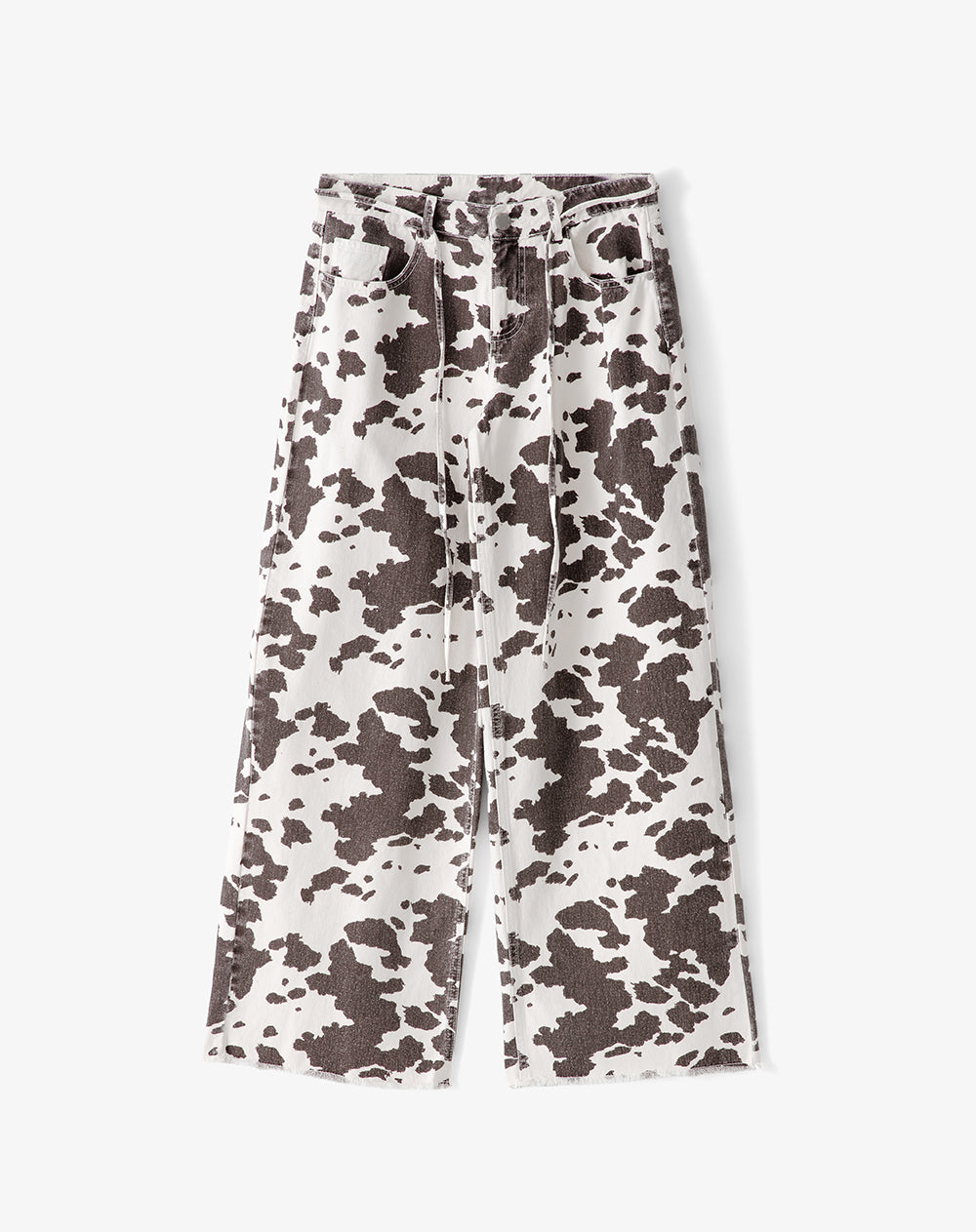Pantalón loose fit tiro medio en drill crudo estampado