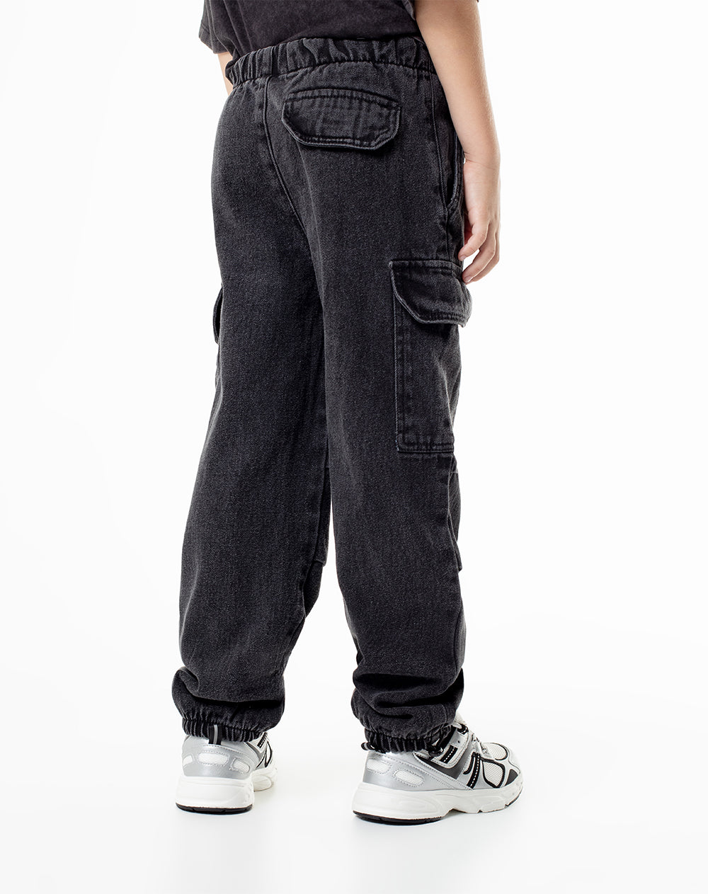 Jogger regular fit tiro medio denim gris