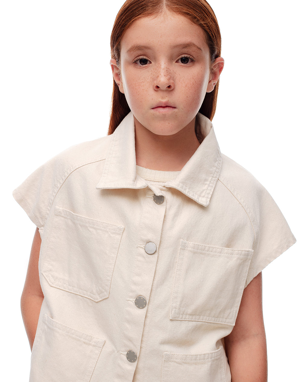 Chaleco oversized fit sin capucha crema