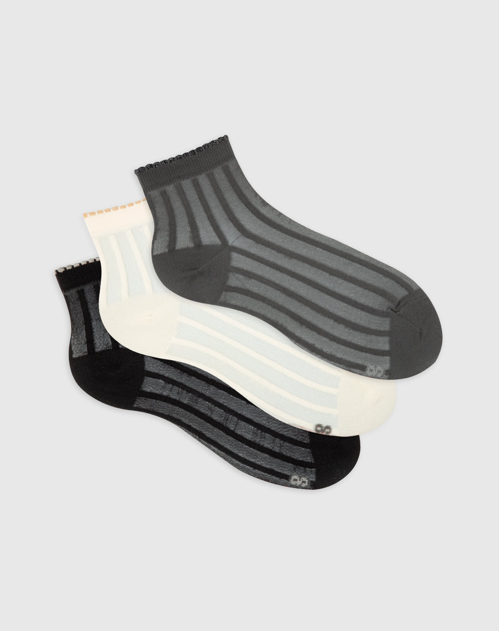Medias para mujer tobilleras con transparencia pack x3unds surtidas