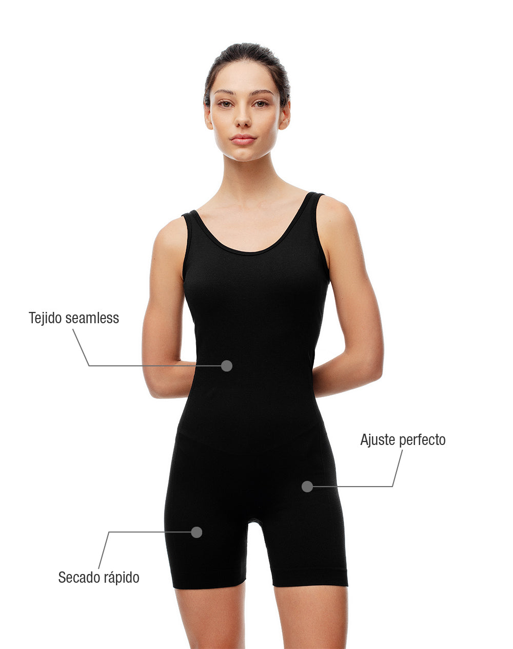 Enterizo deportivo seamless negro mujer