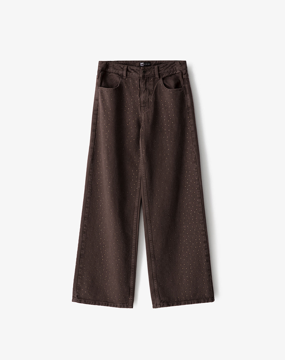 Pantalón regular fit tiro medio en drill chocolate