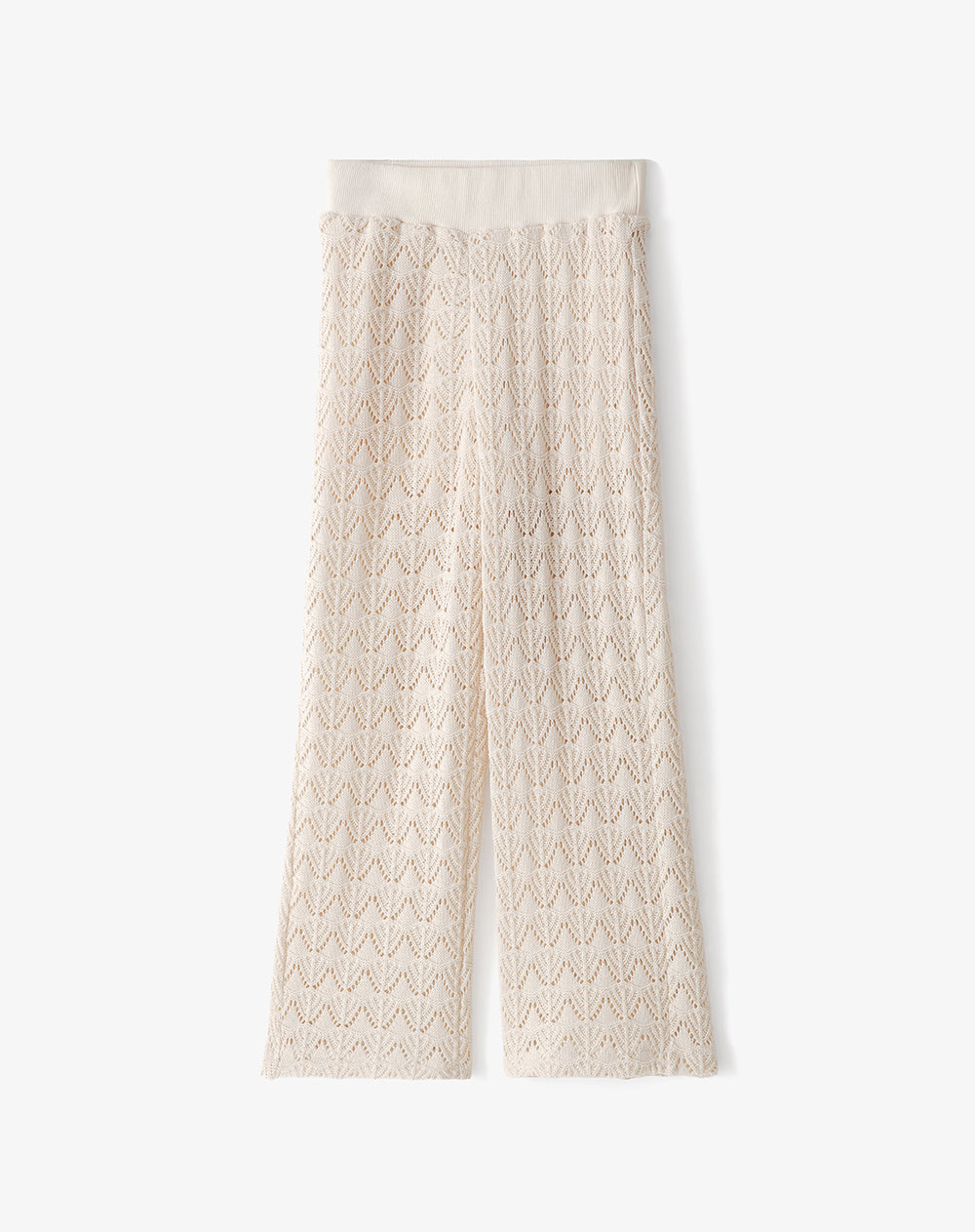 Pantalón regular fit tiro medio crema