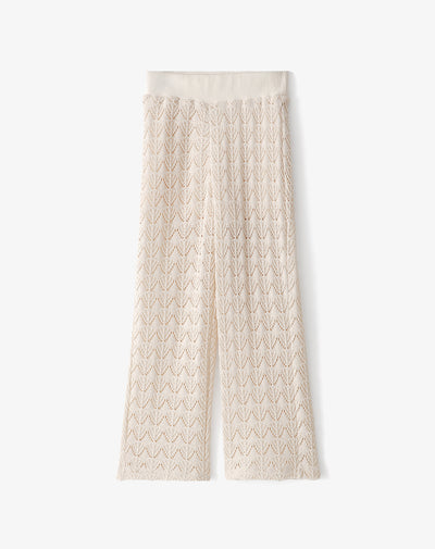Pantalón regular fit tiro medio crema