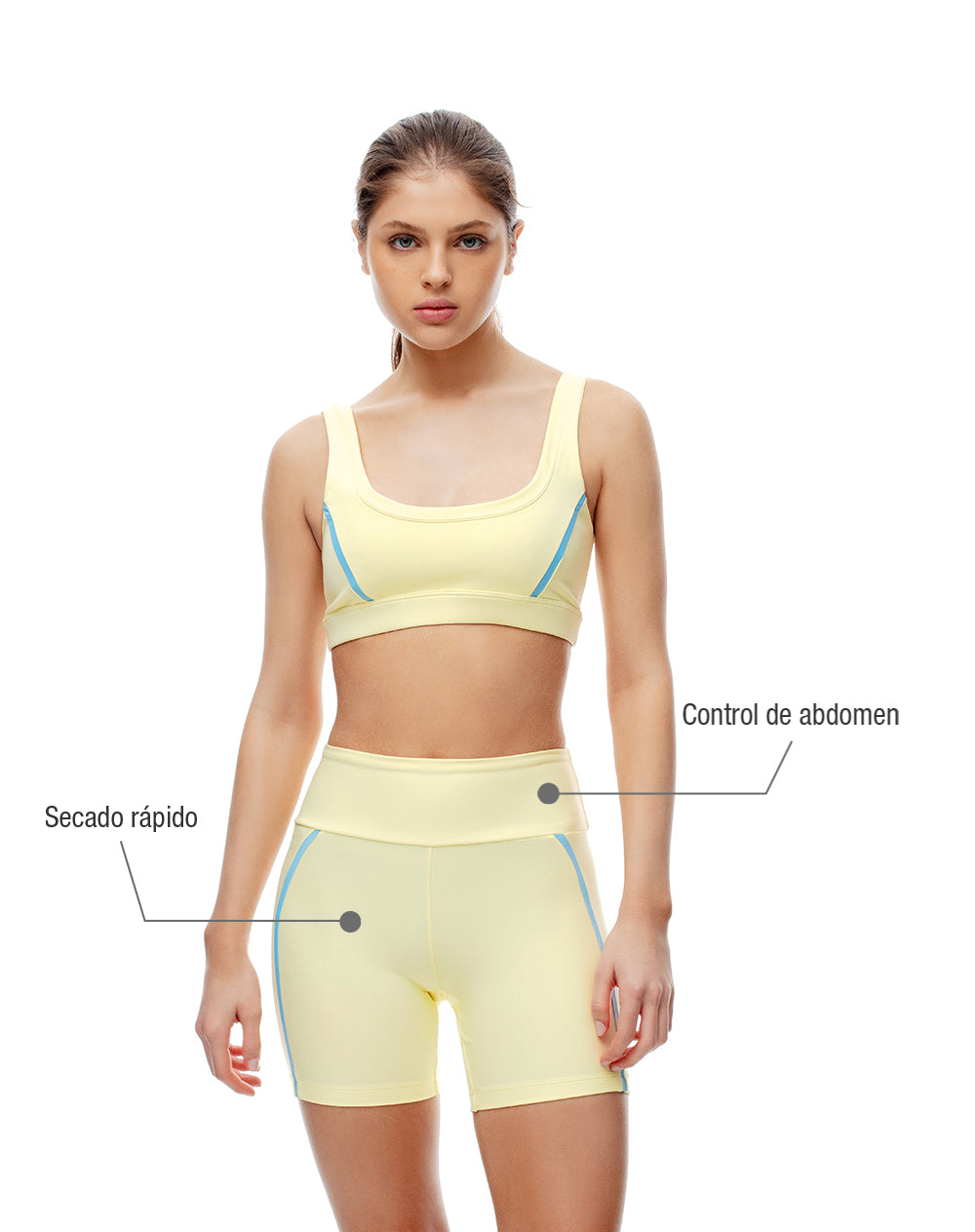 Biker deportivo control abdomen amarillo mujer