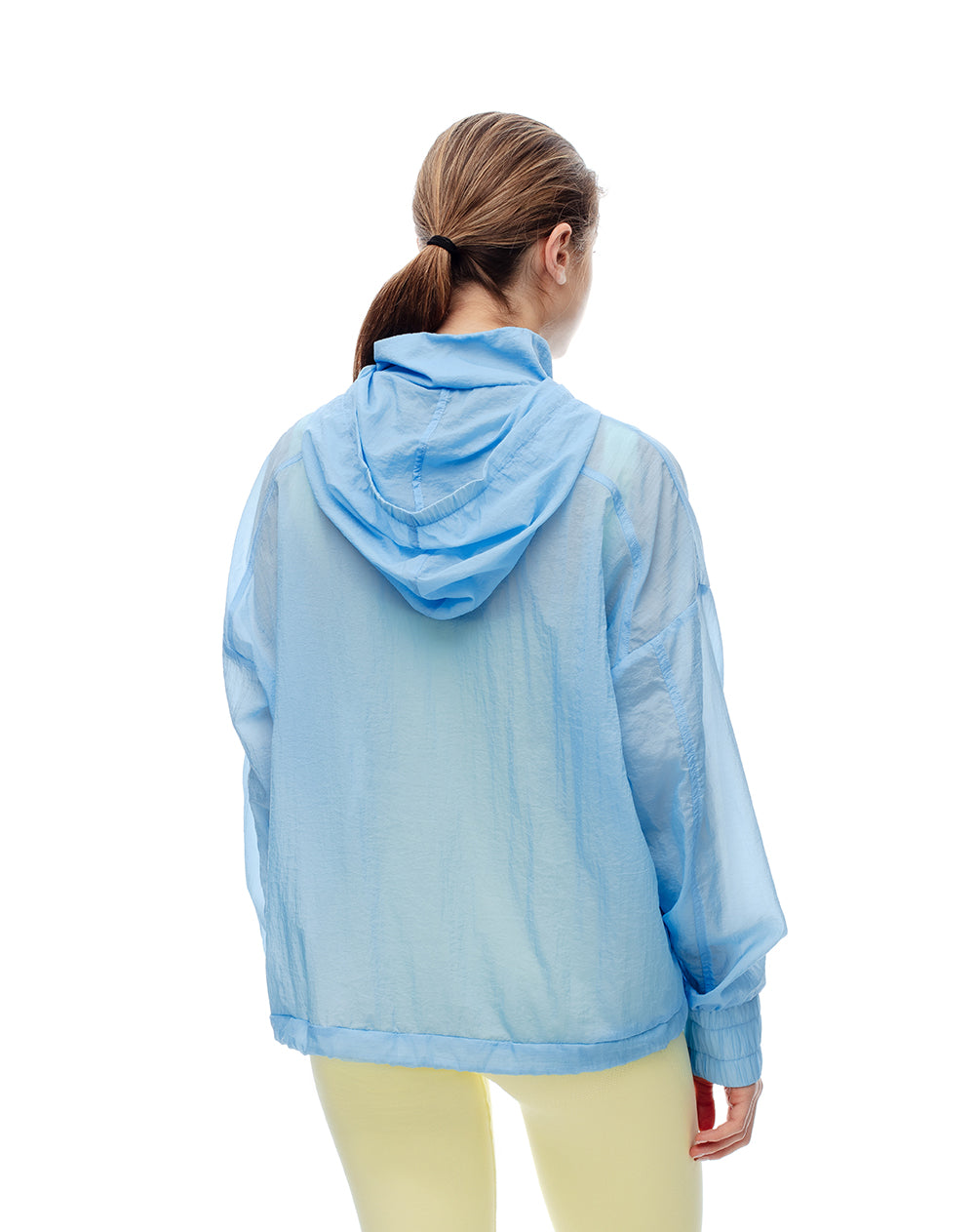 Chaqueta relaxed fit con capucha azul claro