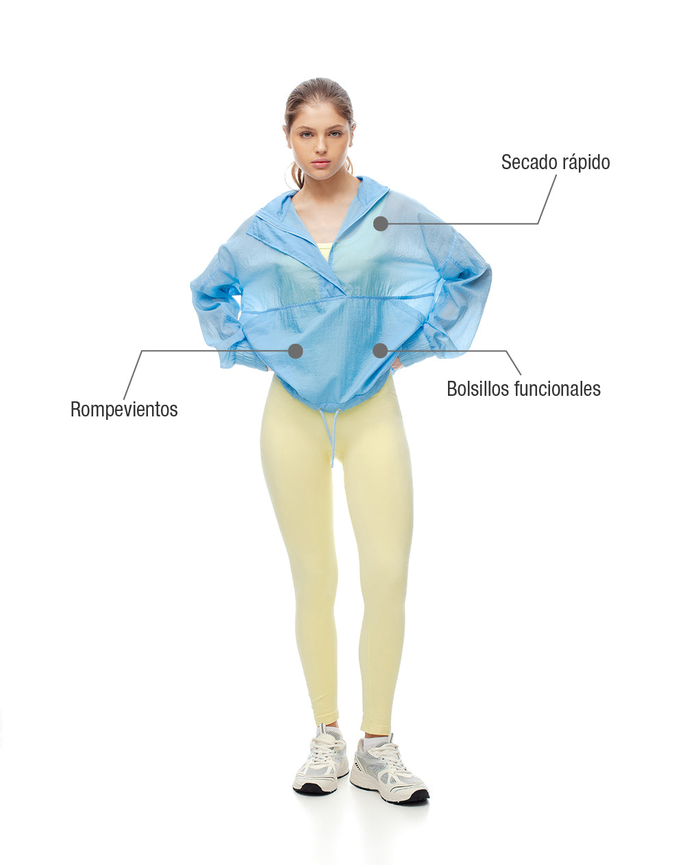 Chaqueta rompevientos oversize azul mujer