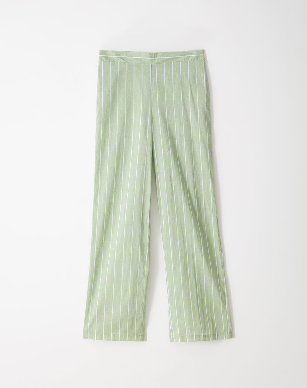Pantalón regular fit tiro alto verde rayas