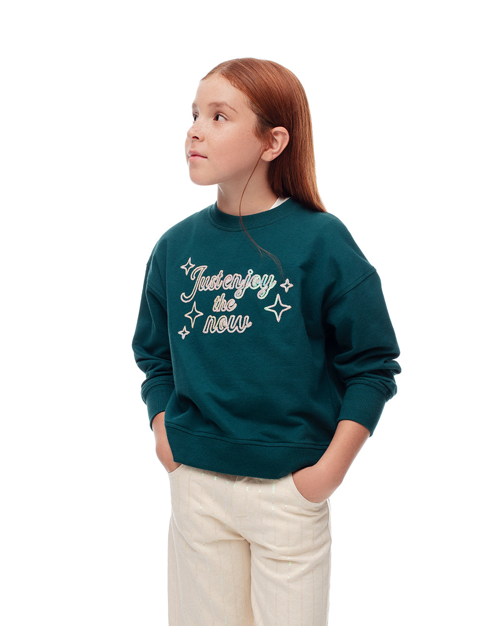 Buzo regular algodón verde niña