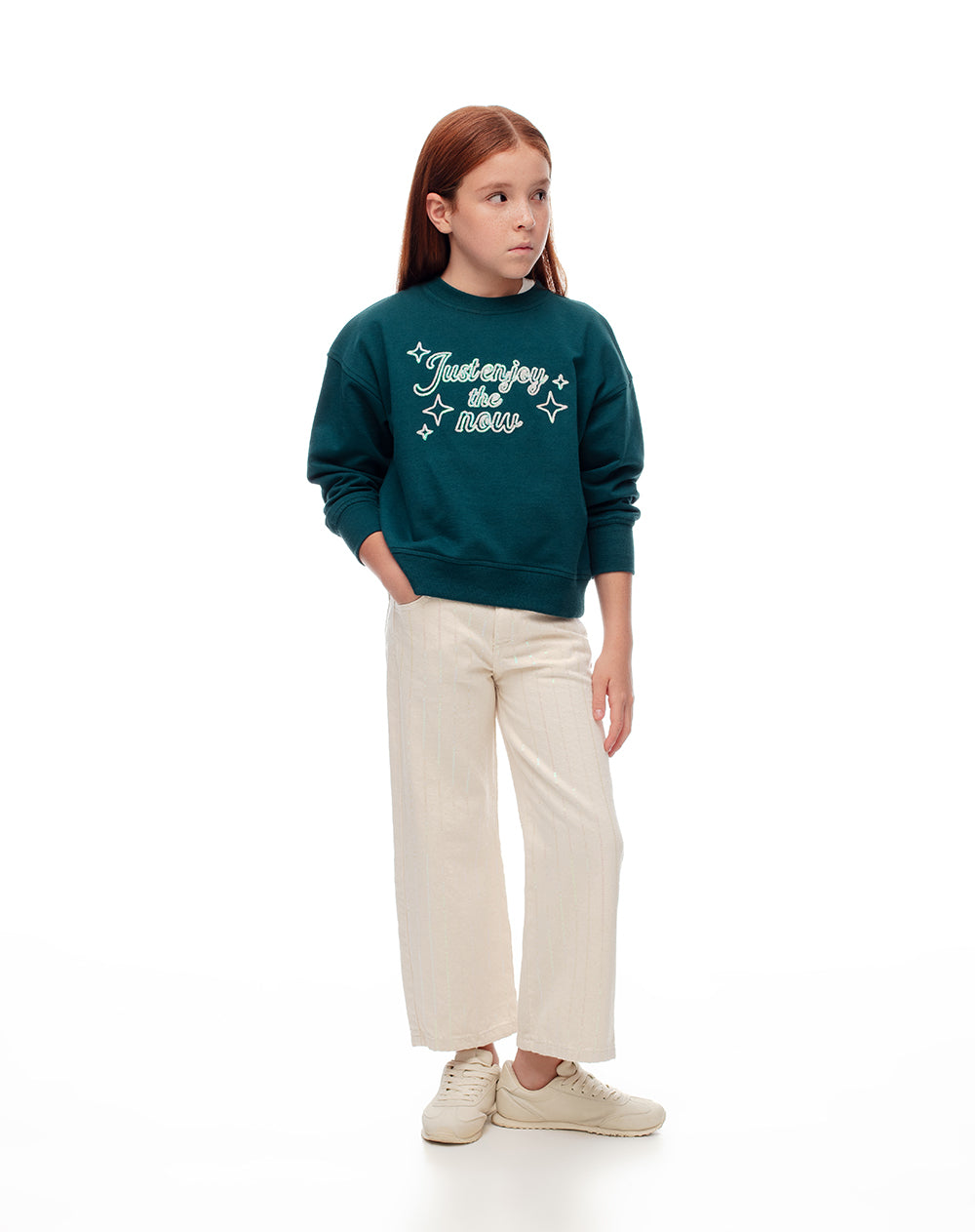 Buzo regular algodón verde niña