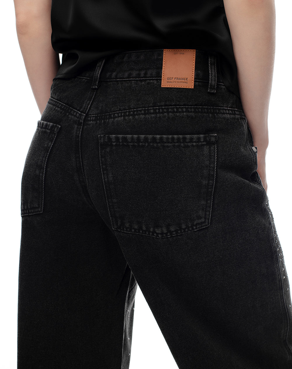 Jean loose fit tiro medio denim negro