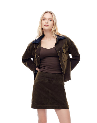 Falda mini tiro medio caramelo