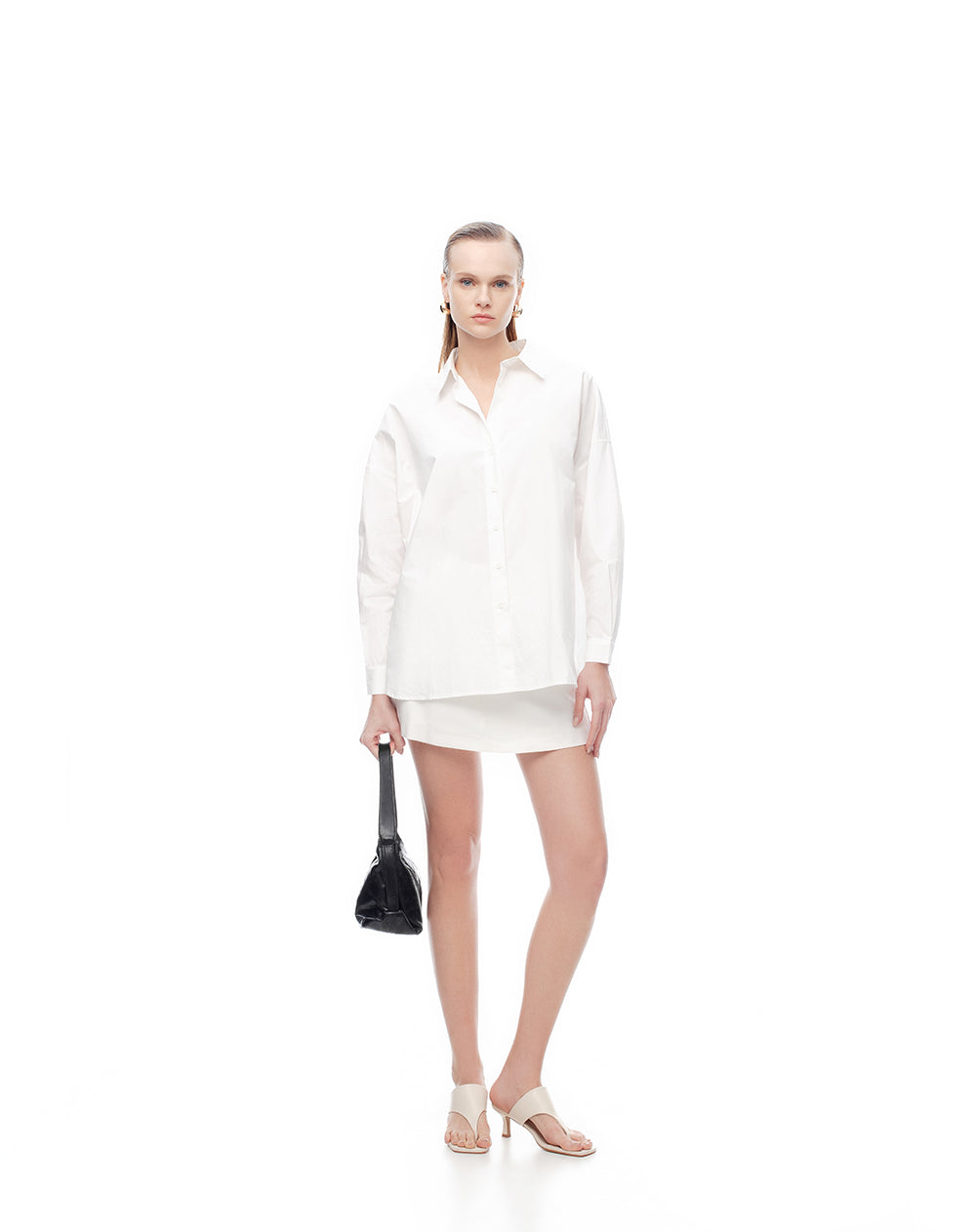 Camisa oversized fit manga larga blanca