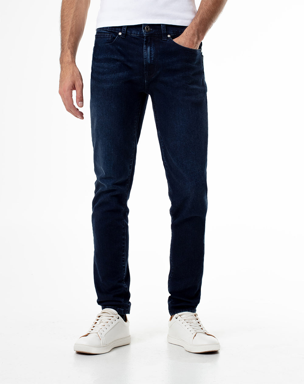 Jean skinny fit tiro medio indigo oscuro