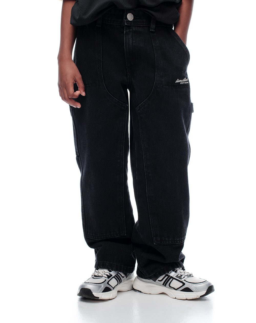 Jean recto algodón negro niño