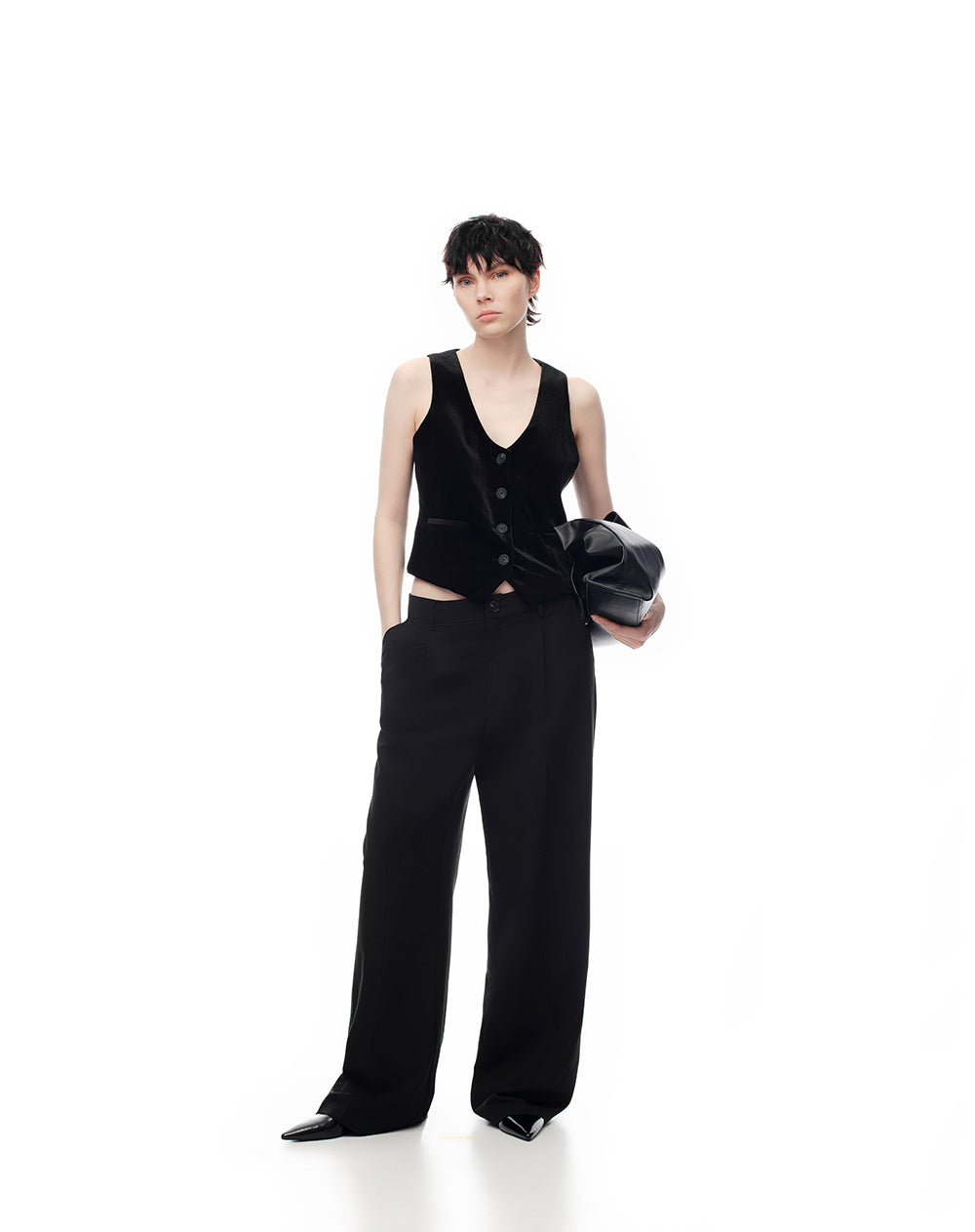 Chaleco regular fit sin capucha negro