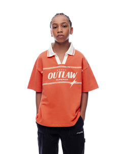 Polo oversize algodón naranja estampada niño