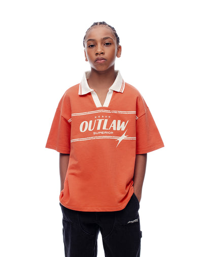 Polo oversize algodón naranja estampada niño