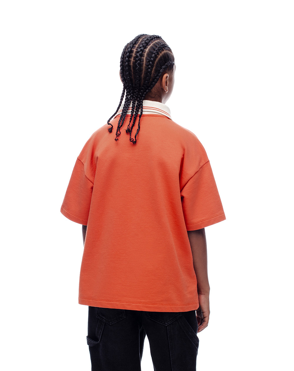 Polo oversize algodón naranja estampada niño