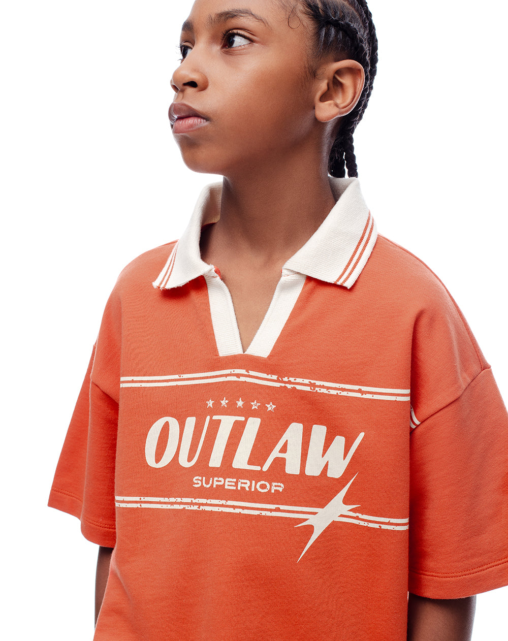 Polo oversize algodón naranja estampada niño