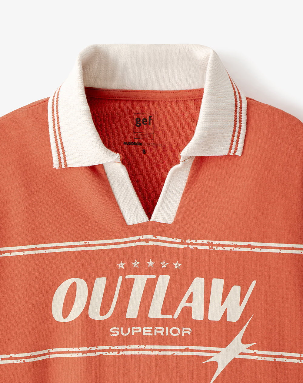 Polo oversize algodón naranja estampada niño